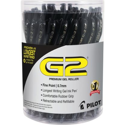 Picture of Pilot G2 Retractable Gel Pens, Fine Point, 0.7 mm, Black Barrel, Black Ink, Pack Of 36 Pens