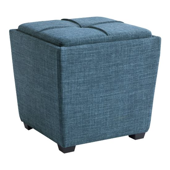 Picture of Office Star Rockford Storage Ottoman, Blue