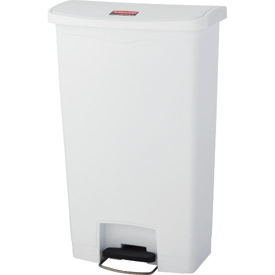 Picture of Rubbermaid Commercial Slim Jim 18-gal Step-On Container - Step-on Opening - Hinged Lid - 18 gal Capacity - Manual - Durable, Foot Pedal, Easy to Clean - 31.6in Height x 12.2in Width - Plastic, Resin - White - 1 Each