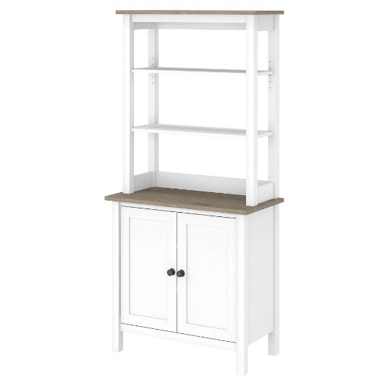 Picture of Bush Business Furniture Mayfield 66inH 5-Shelf Bookcase With Doors, Pure White/Shiplap Gray, Standard Delivery