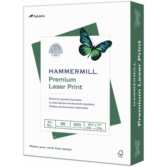 Picture of Hammermill Laser Print Paper - Letter - 8.5in x 11in - 24lb - Smooth - Radiant White