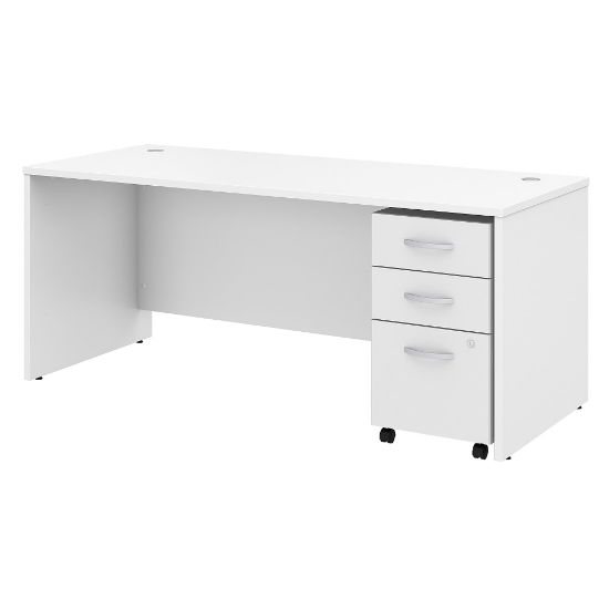 Picture of Bush Business Furniture Studio C 72inW Office Computer Desk With Mobile File Cabinet, White, Standard Delivery