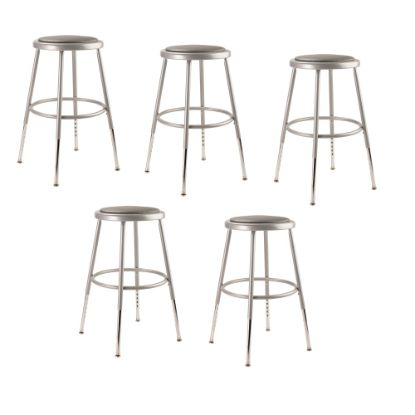 Picture of National Public Seating Adjustable Vinyl-Padded Stools, 19 - 26 1/2inH, Gray, Set Of 5