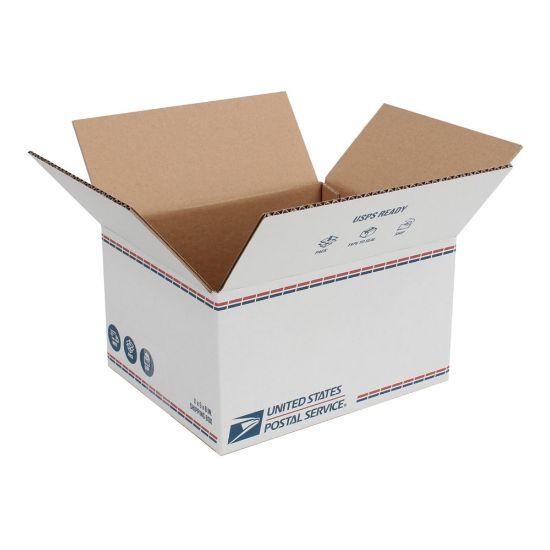 Picture of United States Post Office Shipping Boxes, 11in x 9in x 6in, White/Blue/Red, Pack Of 20 Boxes