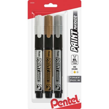 Picture of Pentel Opaque Bullet Tip Paint Markers - 0.3 mm Marker Point Size - Bullet Marker Point Style - Assorted - 3 / Pack