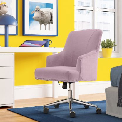 Picture of Serta Leighton Home Mid-Back Office Chair, Twill Fabric, Lilac/Chrome