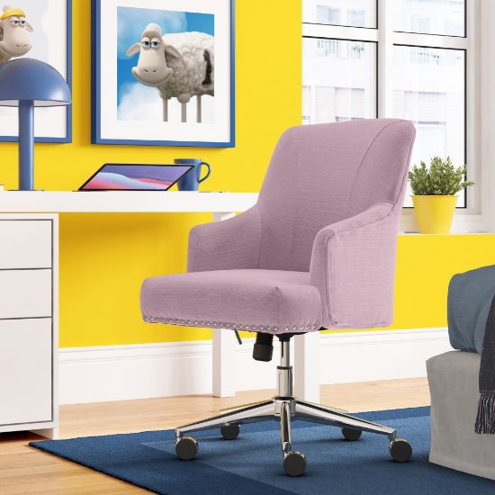 Picture of Serta Leighton Home Mid-Back Office Chair, Twill Fabric, Lilac/Chrome