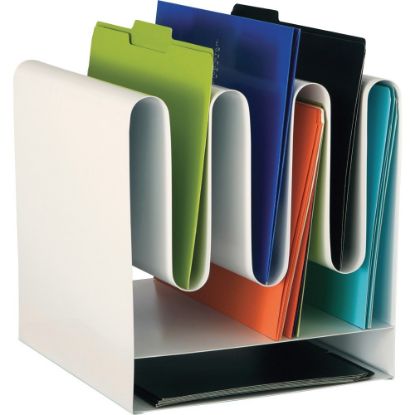 Picture of Safco Wave Desktop File Organizers - 7 Compartment(s) - 10in Width x 11.5in Depth - Desktop - Magnetic - White - Steel - 1 Each