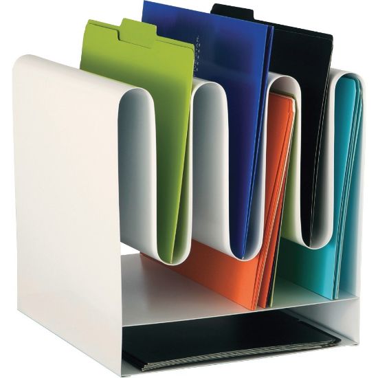 Picture of Safco Wave Desktop File Organizers - 7 Compartment(s) - 10in Width x 11.5in Depth - Desktop - Magnetic - White - Steel - 1 Each