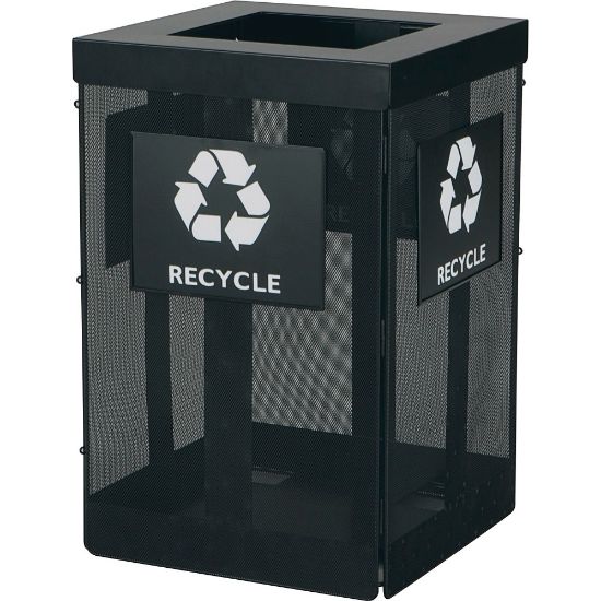 Picture of Safco Onyx Waste Receptacle - Overlapping Lid - 36 gal Capacity - Durable, Powder Coated - 29.8in Height x 19.5in Width x 19.5in Depth - Steel - Black - 1 Each