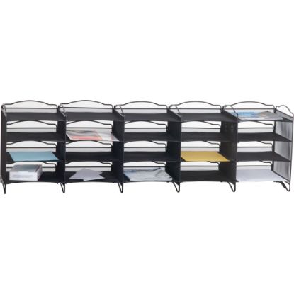 Picture of Safco Onyx Mail Sorter - 500 x Sheet - 20 Compartment(s) - Compartment Size 3.75in x 11in x 12.50in - Sturdy - Powder Coated - Black - 1 Each