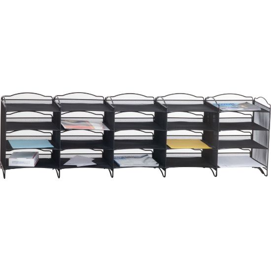 Picture of Safco Onyx Mail Sorter - 500 x Sheet - 20 Compartment(s) - Compartment Size 3.75in x 11in x 12.50in - Sturdy - Powder Coated - Black - 1 Each