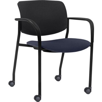 Picture of Lorell Mobile Contemporary Plastic/Fabric Stacking Chairs, Dark Blue, Set Of 2