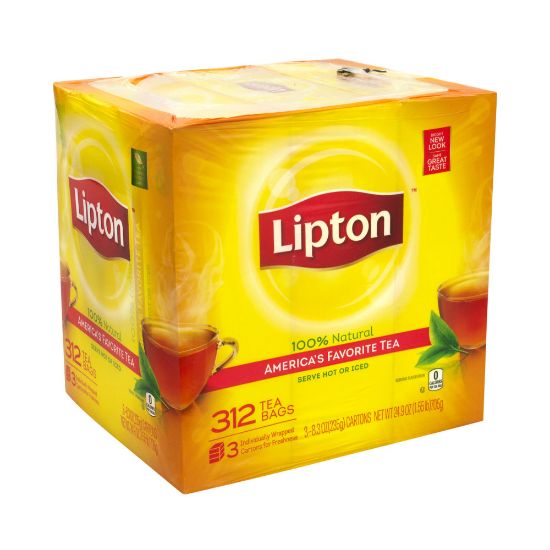 Picture of Lipton 100% Natural Black Tea Bags, 1 Oz, Carton Of 312