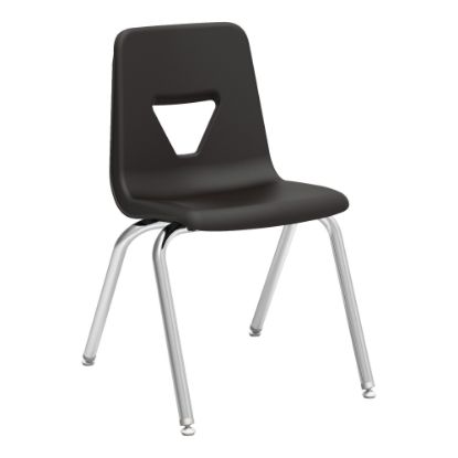 Picture of Lorell Classroom Student Plastic Seat, Plastic Back Stacking Chair, 18 1/4in Seat Width, Black Seat/Silver Frame, Quantity: 4