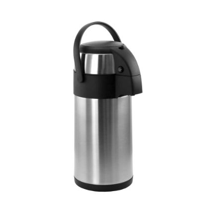 Picture of MegaChef 3 L Stainless-Steel Airpot Hot Water Dispenser for Coffee and Tea, 14in x 6in x 6in, Silver/Black