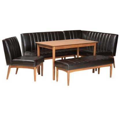 Picture of Baxton Studio Daymond 5-Piece Dining Nook Set, Dark Brown/Walnut