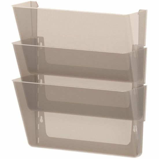 Picture of Storex Stacking Letter Size Wall Pockets, 7inH x 16inW x 4inD, Smoke, Pack Of 3 Wall Pockets