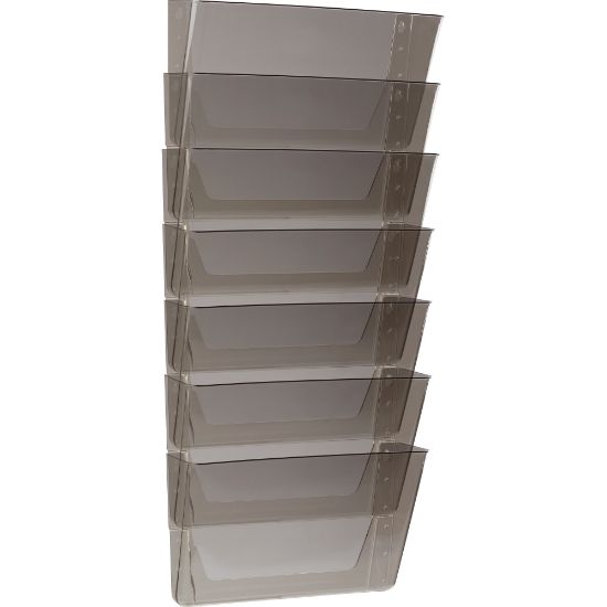 Picture of Storex Plastic Stacking Wall Pockets, 7inH x 4inW x 13inD, Smoke, Pack Of 7 Wall Pockets