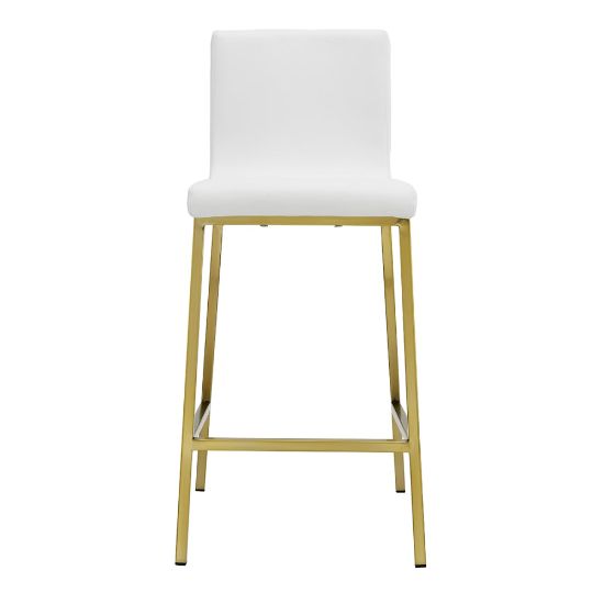 Picture of Eurostyle Scott Counter Stools, White/Matte Brushed Gold, Set Of 2 Stools