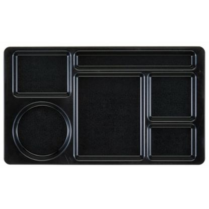 Picture of Cambro Camwear 6-Compartment Serving Trays, 8-3/4in x 15in, Black, Set Of 24 Trays