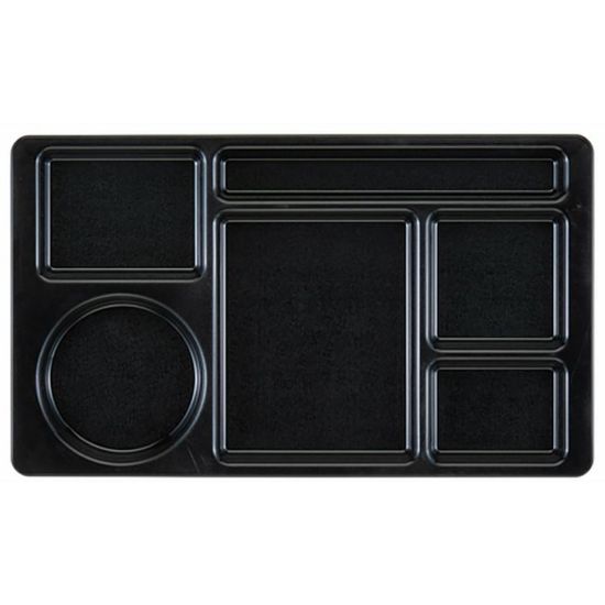 Picture of Cambro Camwear 6-Compartment Serving Trays, 8-3/4in x 15in, Black, Set Of 24 Trays