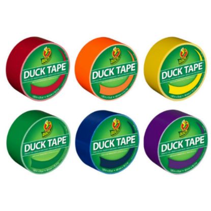 Picture of Duck Brand Color Duct Tape Rolls, 1-15/16in x 115 Yd, Rainbow Combo, Pack Of 6 Rolls