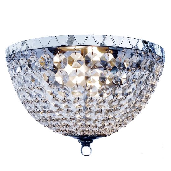 Picture of Lalia Home Drop 2-Light Flush-Mount Ceiling Lamp, 13inH, Crystal/Chrome