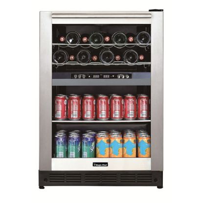 Picture of Magic Chef Dual-Zone Built-In Wine And Beverage Center, 13 Gallons, Stainless Steel