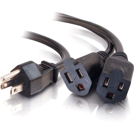 Picture of C2G 18in 1-to-2 Power Cord Splitter - 16 AWG - NEMA 5-15P to NEMA 5-15R - 14in