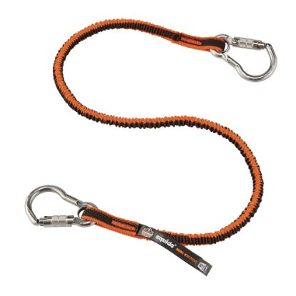 Picture of Ergodyne Squids 3111F(X) Tool Lanyards With Dual Stainless Carabiners, 15 Lb, 48in, Orange/Gray, Pack Of 6 Lanyards