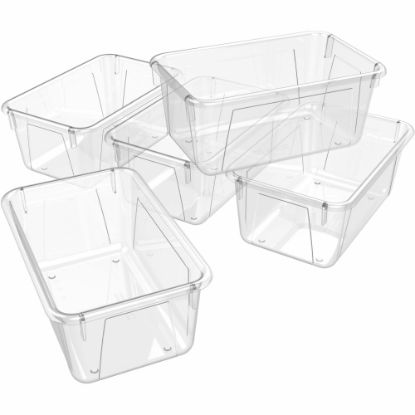 Picture of Storex Plastic Cubby Bins, Small Size, 5 2/8in x 7 13/16in x 12 2/16in, Crystal Clear,  Carton Of 5