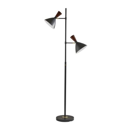 Picture of Adesso Arlo 2-Light Tree Lamp, 67-1/4inH, Black And Walnut Shade/Black Base