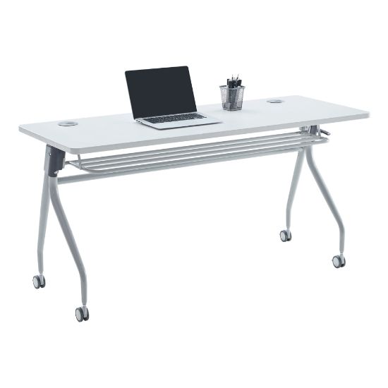 Picture of WorkPro AnyPlace Flip-Top Nesting Training Table, 29-1/2inH x 60inW x 24inD, Light Gray/Silver