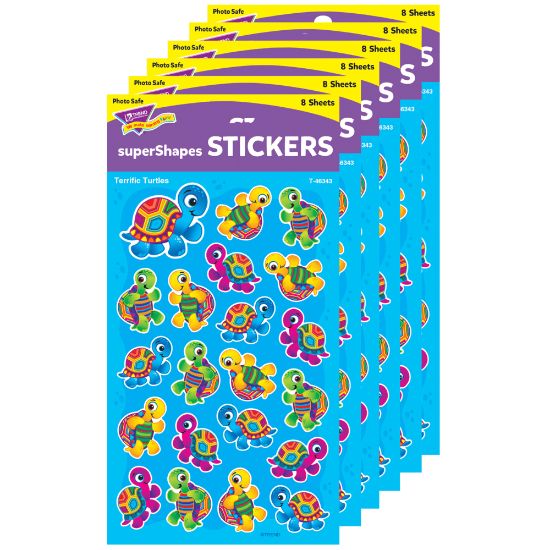 Picture of Trend superShapes Stickers, Terrific Turtles, 168 Stickers Per Pack, Set Of 6 Packs