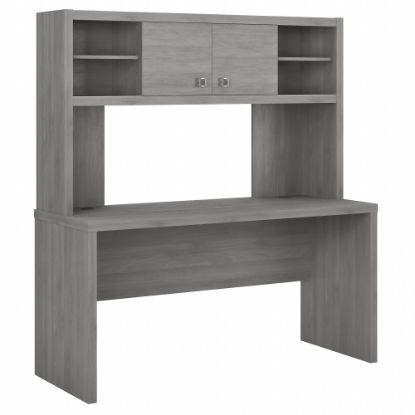 Picture of Bush Business Furniture Echo 60W Credenza Desk with Hutch, Modern Gray, Standard Delivery