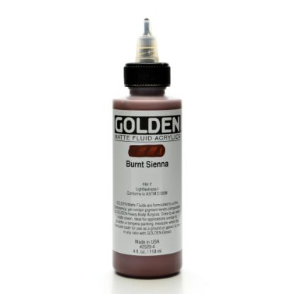 Picture of Golden Matte Fluid Acrylic Paint, 4 Oz, Burnt Sienna