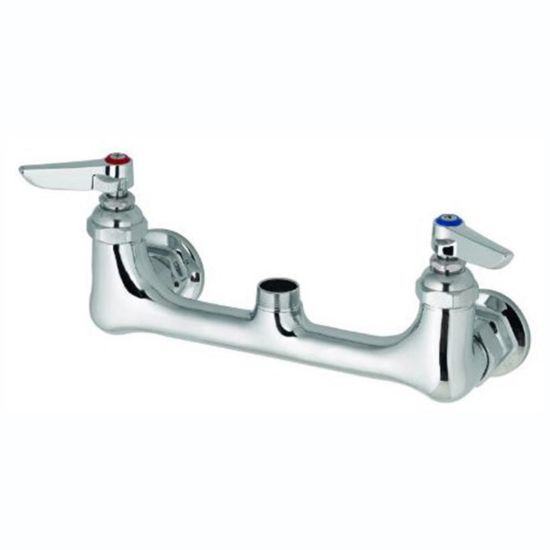 Picture of T&S Brass Wall-Mount Double Pantry Swivel Base Faucet, 8in Centers, Stainless