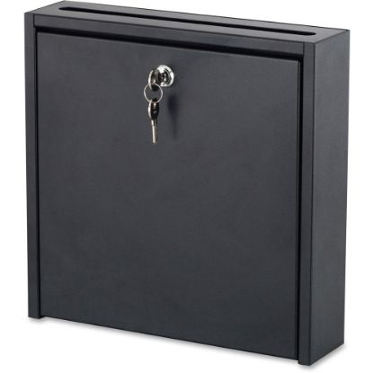 Picture of Safco Wall-Mounted Inter-department Steel Mailbox With Lock, 12in x 12in, Black