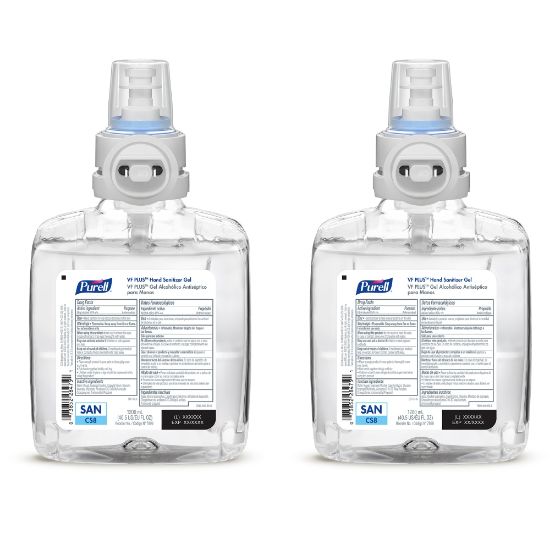 Picture of Purell VF PLUS Gel Hand Sanitizer Refills For CS8 Touch-Free Hand Sanitizer Dispensers, Fragrance Free, 40.6 Oz, Case Of 2 Refills