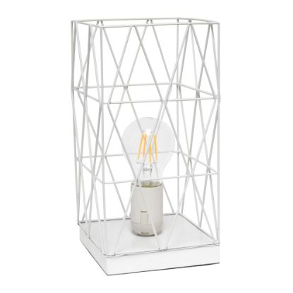 Picture of Simple Designs Geometric Square Table Lamp, 10-1/4inH, White