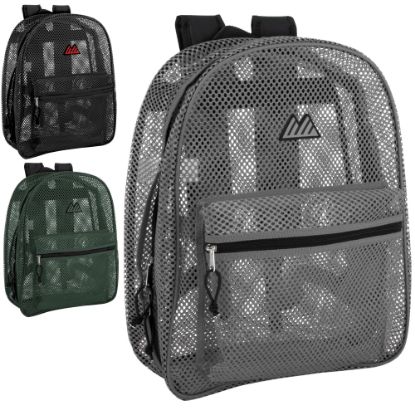 Picture of Trailmaker Mesh Backpacks, Assorted Colors (Black, Gray, Green), Pack Of 24 Backpacks