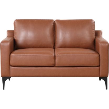 Picture of Lifestyle Solutions Serta Florence Faux Leather Loveseat, 35inH x 55-1/2inW x 33-1/2inD, Brown