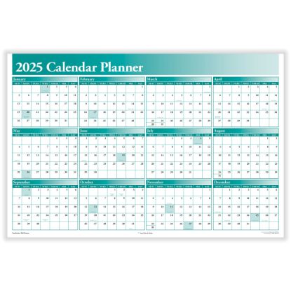 Picture of ComplyRight 2025 Calendar Planner, 36in x 24in, Green