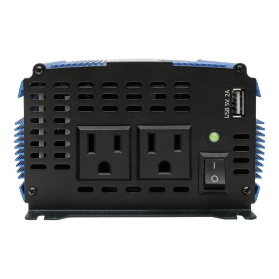 Picture of Tripp Lite 1000W Light-Duty Compact Power Inverter with 2 AC/1 USB - 2.0A/Battery Cables, Mobile - DC to AC power inverter - DC 12 V - 1000 Watt - 1000 VA - output connectors: 2