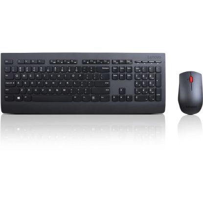 Picture of Lenovo Professional Wireless Keyboard and Mouse Combo - LA Spanish w/o Battery - USB Wireless RF Spanish Latin America - Black - USB Wireless RF Laser - 1600 dpi - 5 Button - Tilt Wheel - QWERTY - Black