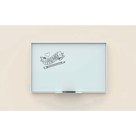 Picture of U Brands Non-Magnetic Glass Dry Erase Board, 70in X 47in, Frosted White Surface, Aluminum Frame with White Finish