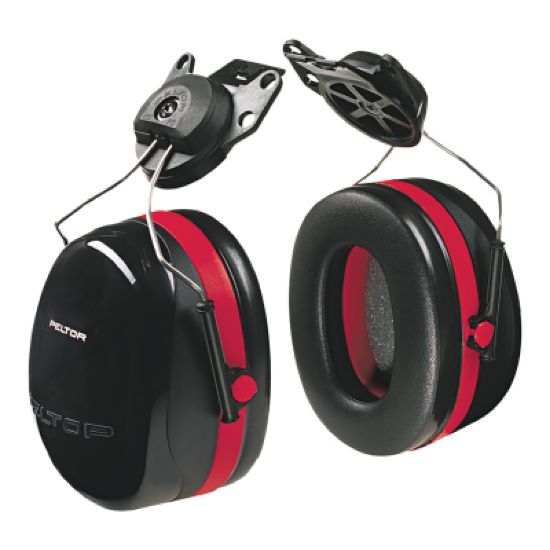 Picture of PELTOR Optime 105 Earmuff, 27 dB NRR, Black/Red, Cap Attached