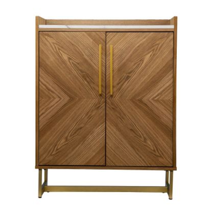 Picture of SEI Furniture Trilken 28inW Bar Cabinet With Wine Storage, Brown/Gold