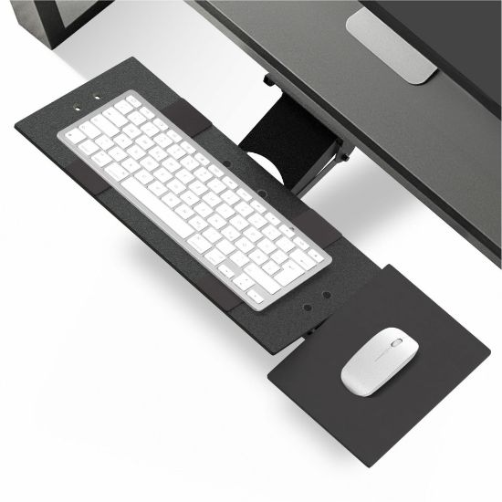 Picture of Uncaged Ergonomics KT1 Ergonomic Under Desk Computer Keyboard Tray Adjustable Height Negative Tilt Drawer with Ambidextrous Mouse Pad